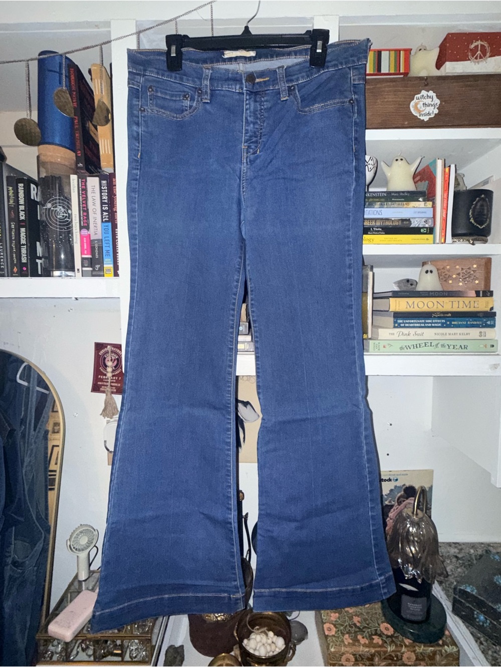 Free People Mid-Blue Wide Leg Jeans